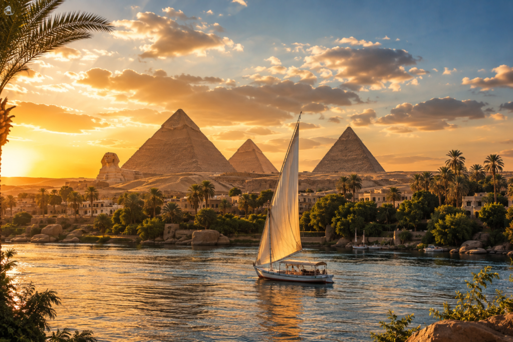 Nile of Egypt with Pyramids