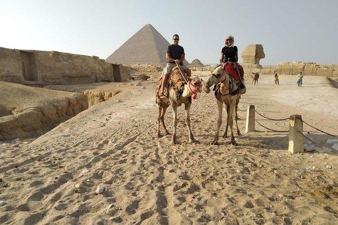 giza pyramids with camel in egypt