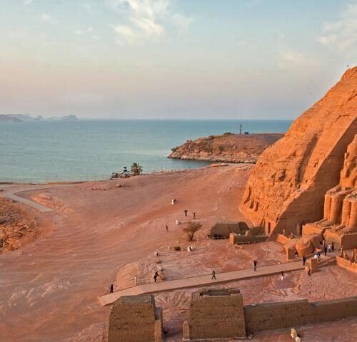 Abu Simbel temples on the west shore of Lake Nasser