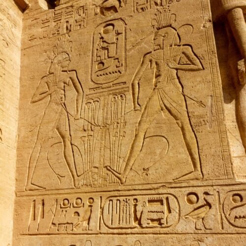 Hieroglyphics at the entrance of Abu Simbel aswan